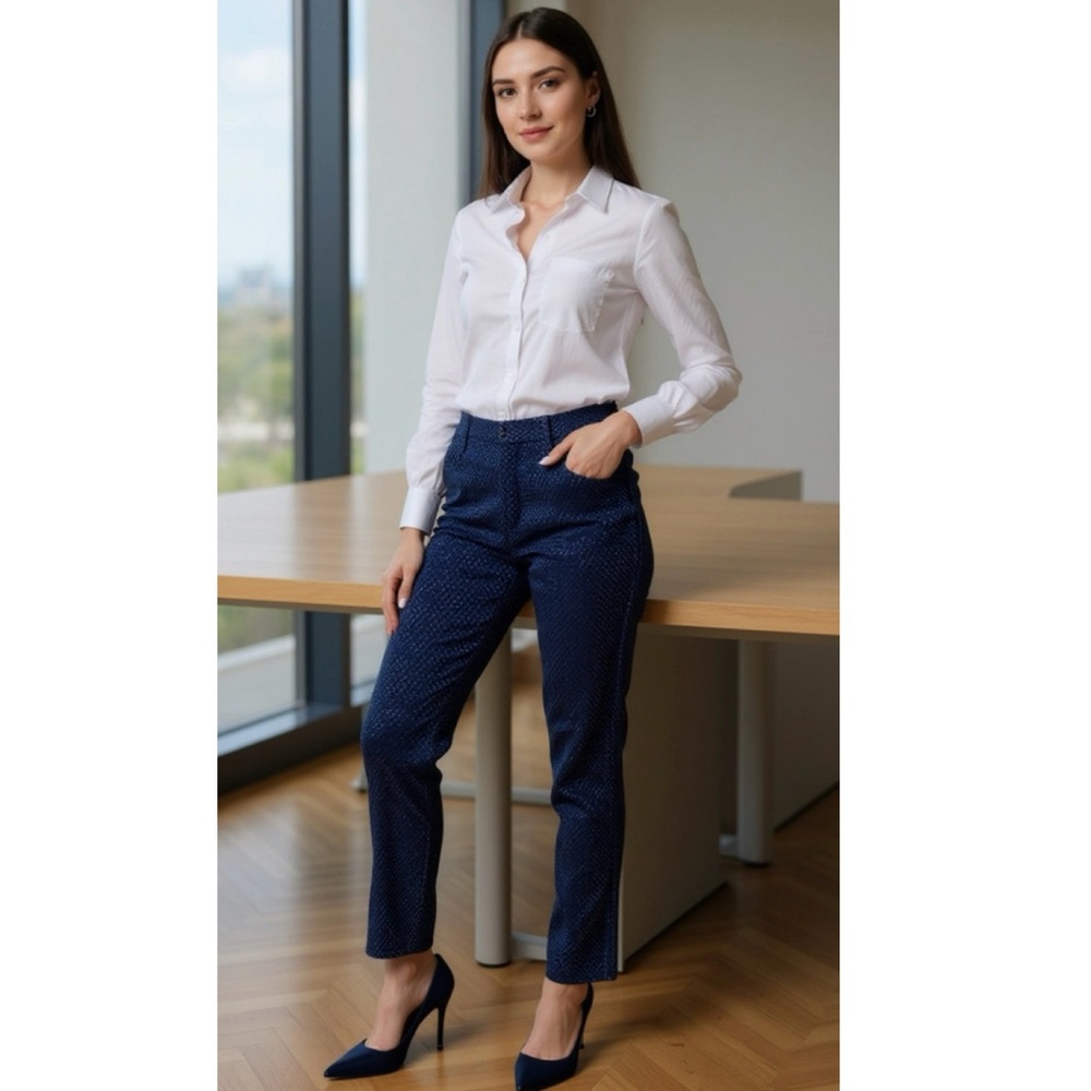 Banana Republic Navy Pattern Avery Ankle Pants